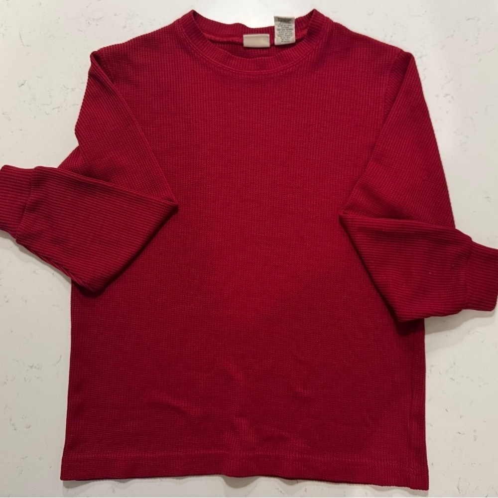 L.L. Bean Red Kids Classic Waffle Longsleeve Shirt Size Medium 10/12
